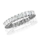 Certified 18k White Gold Square Emerald Cut Diamond Eternity Band Ring Size 6.5 (F-G, VS, 2.15 carat)