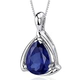 41KNIYDyOvL. SL160  Sterling Silver Jewelry: Enchanting Elegance 2.50 carats Pear Shape Sterling Silver Blue Sapphire Pendant with 18 inch Silver Necklace Free Shipping