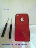 Iphone 4 Back Cover Housing, Red Glass Battery Door, Replacement Back Housi ....