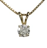 14K Yellow Gold 4 mm. Moissanite 4-Prong Pendant