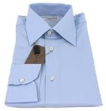 Mens Luciano Barbera Solid Blue Barrel Cuff Dress Shirt - Size 16 (EUR 41) - 34/35