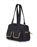 Baby Kaed Sanya Diaper Bag- Quilted Black with Green Trim and Paisley Print Interior