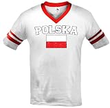 Polska Flag International Soccer Style T-Shirt, Poland, Polish Pride Mens V-Neck T-shirt