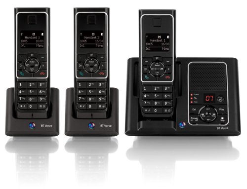 BT Verve 450 DECT Digital Cordless Telephone and Answering Machine - Black (Trio)