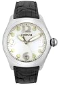 Men's Bubble Black Leather White Dial Lupah Crystal