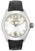 Men's Bubble Black Leather White Dial Lupah Crystal