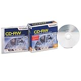 CD-RW Rewritable Discs, Branded Surface, 700MB/80Min, 32x, 10/PK, Matte Silver VER95172