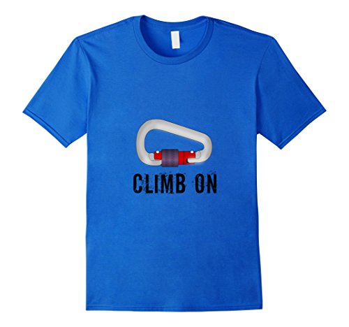 Men's Climb On Rock Climbing T-Shirt with Locking Carabiner Medium Royal Blue