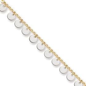 14k gold disc anklet, 10 inch by