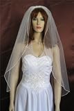 1 Tier Ivory Fingertip Length Nylon Filament Edge Simple Bridal Wedding Veil