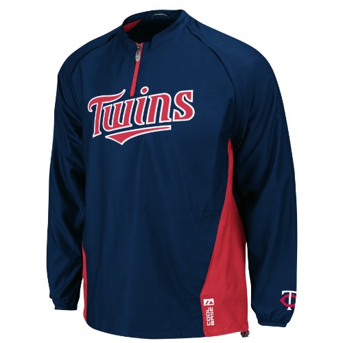 MLB Men's Minnesota Twins Long Sleeve Lightweight 1/4 Zip Gamer Jacket (Pro Navy/Pro Scarlet, X-Large)