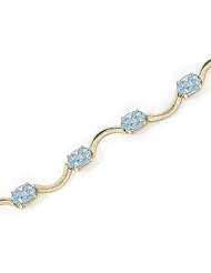10kt Yellow Gold Oval Aquamarine Bracelet.