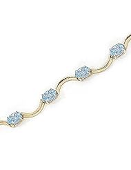 10kt Yellow Gold Oval Aquamarine Bracelet.
