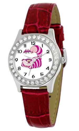 Disney Women's D1499S029 Queen Collection Cheshire Cat Red Leather Strap Watch