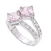 SilverBin Sterling Silver Stacked Style Diamond Shape Pink CZ Ring