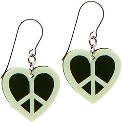 Handcrafted Peace Heart Glow in the Dark Earrings