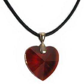 Swarovski Crystal 28mm Heart Necklace on Cord - Red Magma