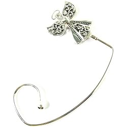 Silver Tone Angel Purse Hook Bag Holder Hanger W/ Pouch