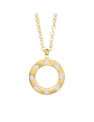 14k Yellow gold diamonds circle of life pendant necklace