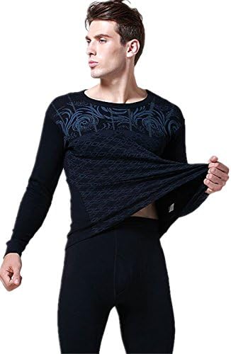 Navy Cotton Men's Winter Thermal Long Sleeve Underwear Suit