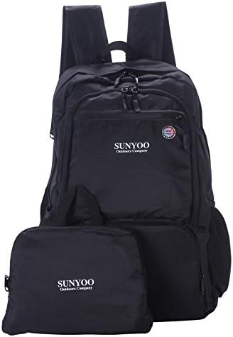 SUNYOO® Ultra Lightweight Packable Durable daypack + the Best Foldable Camping Outdoor Travel Biking School Air Travelling Carry bag +Most comfortable Waterproof Backpack+Lifetime Warranty (Black-35L)