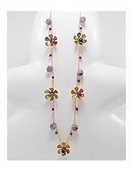 Flower Jade Necklace In Brass
