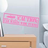 StikEez Pink Drifting Decal: Caution Car Makes Wide Turns