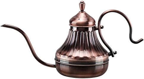 Diguo Hand Drip Kettle Pour Over Coffee and Tea Pot, Premium Stainless Steel with Copper Coating, 450ml/15oz Copper