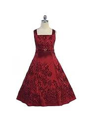 Toddler Tea Length Floral Print   Dress With Rhinestones