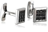 Sterling Silver Black Diamond Cuff Links, (0.25 cttw)