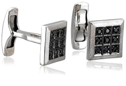 Sterling Silver Black Diamond Cuff Links (1/4 cttw)