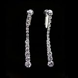 Bridal Princess Wedding Prom Elegant Dangling Crystal Rhinestone Strand Earrings CLIP-ON EARRINGS