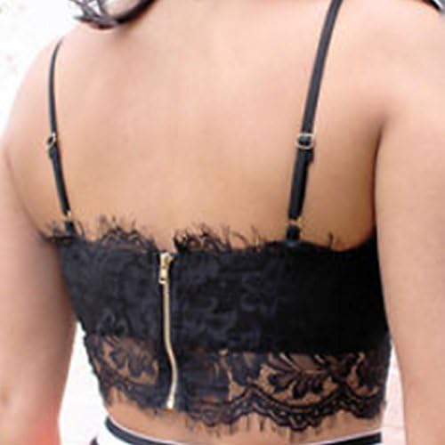 SWGD Women's Lace V-Neck Crop Top Tank Tops Camisole Black L