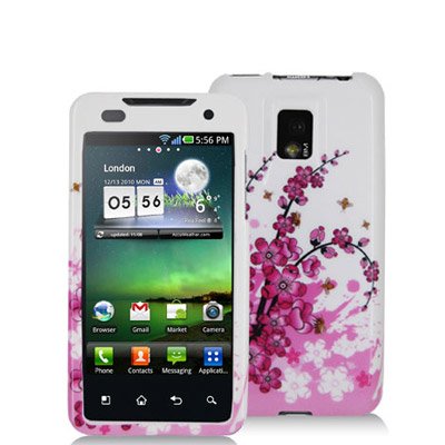 SPRING FLOWER Sanp-on Rubber Touch 2pcs Phone Protector Hard Cover Case for LG Optimus 2x G2X (T-Mobile)