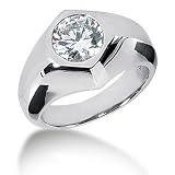 Men s 18K Gold Diamond Ring 1 Round Stone 2.50 ctw 12018-MDR1140