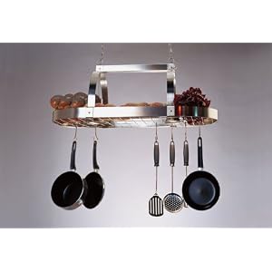 Kalco 3616AG Antique Gold Contemporary Contemporary / Modern Pot Rack With Down Lights and 10 Hooks From the Contemporary Collection