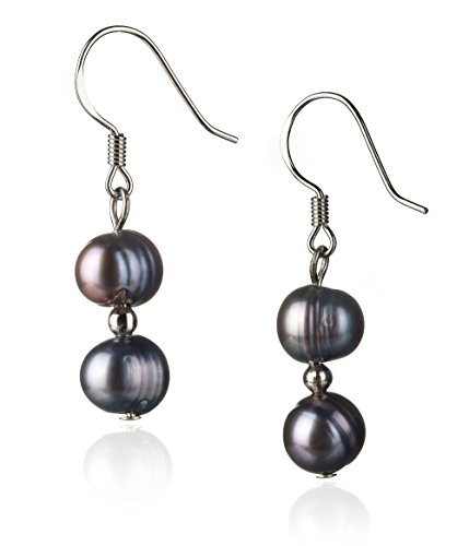 Cerella Black 6-7mm A Quality Freshwater 925 Sterling Silver Cultured Pearl Earring Pair
