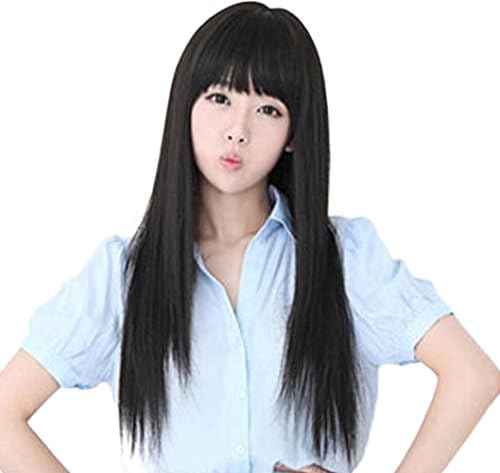 ANDI ROSE Sexy Women's Long Straight Synthetic Cosplay Full Hair Wigs Hairpieces (Black)