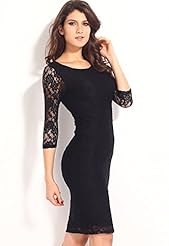Polyester Illusion Vintage Lace Bodycon Dress/Midi Dress 