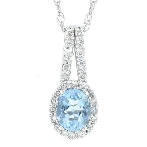 Buy 0.36ct Oval Aquamarine and Diamond Pendant in 10Kt White Gold w chain by MyTreasurez