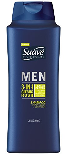 Suave Professionals Mens, 3 in 1 Shampoo/Conditioner/Body Wash, Citrus Rush, 28oz