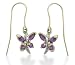 10k Yellow Gold Amethyst Dragonfly Fish Hook Earrings (.006 cttw, I-J Color, I2-I3 Clarity)