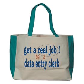 get a genuine job! be a interpretation entrance clerk Large TOTEBAG w/ pockets (Choice of Colors)
