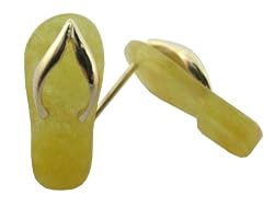 Yellow Jade Flip-Flop Simple-Strap Sandal Earrings, 14k Gold