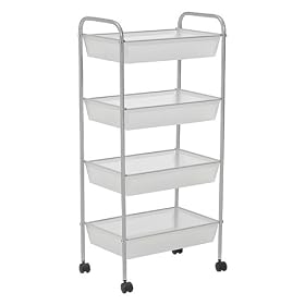 Storage Solutions 1660PFR4 4 Bin Mobile Cart with Wheels, Frost by Storage Solutions