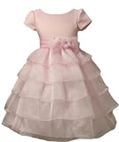 New Multiple Tiered Organza Flower Girl Dress ( White Ivory Pink) 2 to 12 Girls