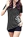 Allegra K Women Casual V Neck Short Sleeve Letters Summer Tops T Shirts