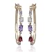 18k Yellow Gold Overlay Sterling Silver Multi-Gemstone & Diamond Hoop Earrings