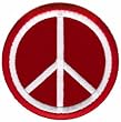 Peace Sign Embroidered Patch Anti-War Hippie Iron-On Symbol Red