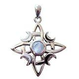 Silver Celtic Knot Rainbow Moonstone Pendant
